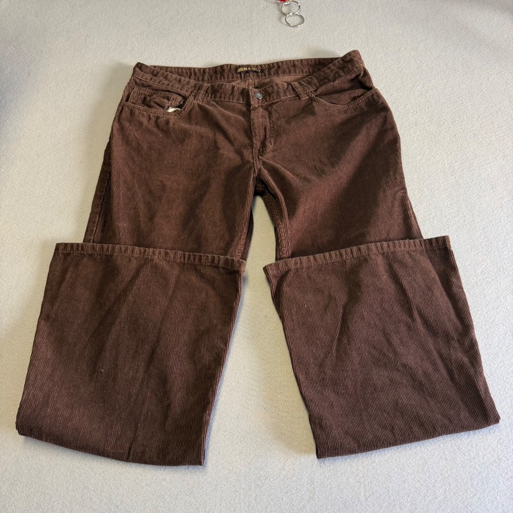 Run & Fly Mens Brown Corduroy Wide Leg Pants 38R Cotton Retro Trousers